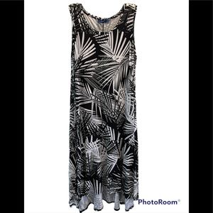 NWT Apt. 9 Maxi Sleeveless Dress Black & White Rayon Hi-Low Hem